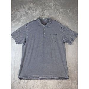 Peter Millar Men's blue‎ & white striped Short Sleeve golf polo shirt 2XL XXL